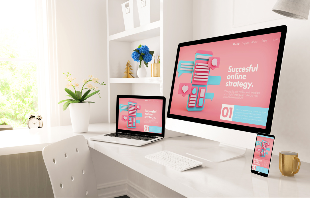 Home Office Setup with Responsive Digital Marketing Website on S